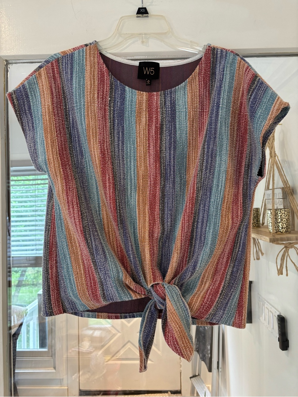Anthropologie W5 Multicolor Striped Tie-Front Crop Top